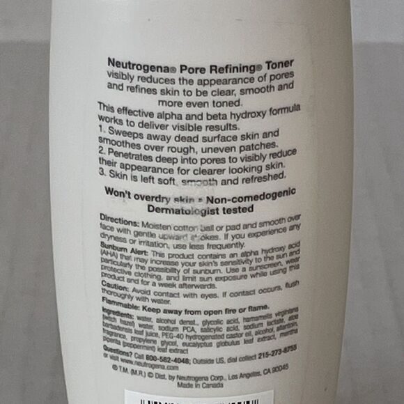 Neutrogena Pore Refining Toner 8.5 Fl oz 250ml Alpha And Beta Hydroxy Formula - Picture 5 of 6